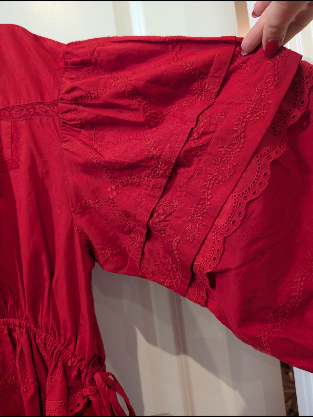 🤍🌹✨ Damson Madder Clancy Mini Dress w/Puffed Sleeves and Lace Trim Details W12 - Picture 4 of 16